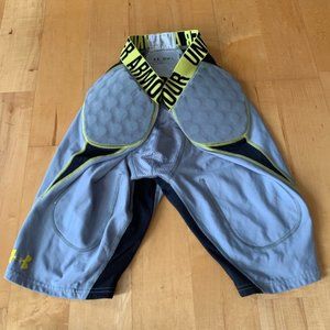 Under Armour FOOTBALL PADDED COMPRESSION JOCK shorts, 2XL,  Gray, w 3 Pads